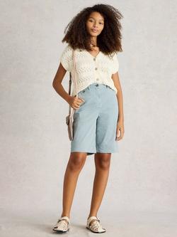White Stuff Hayley Shorts, Natural White, Mid Blue