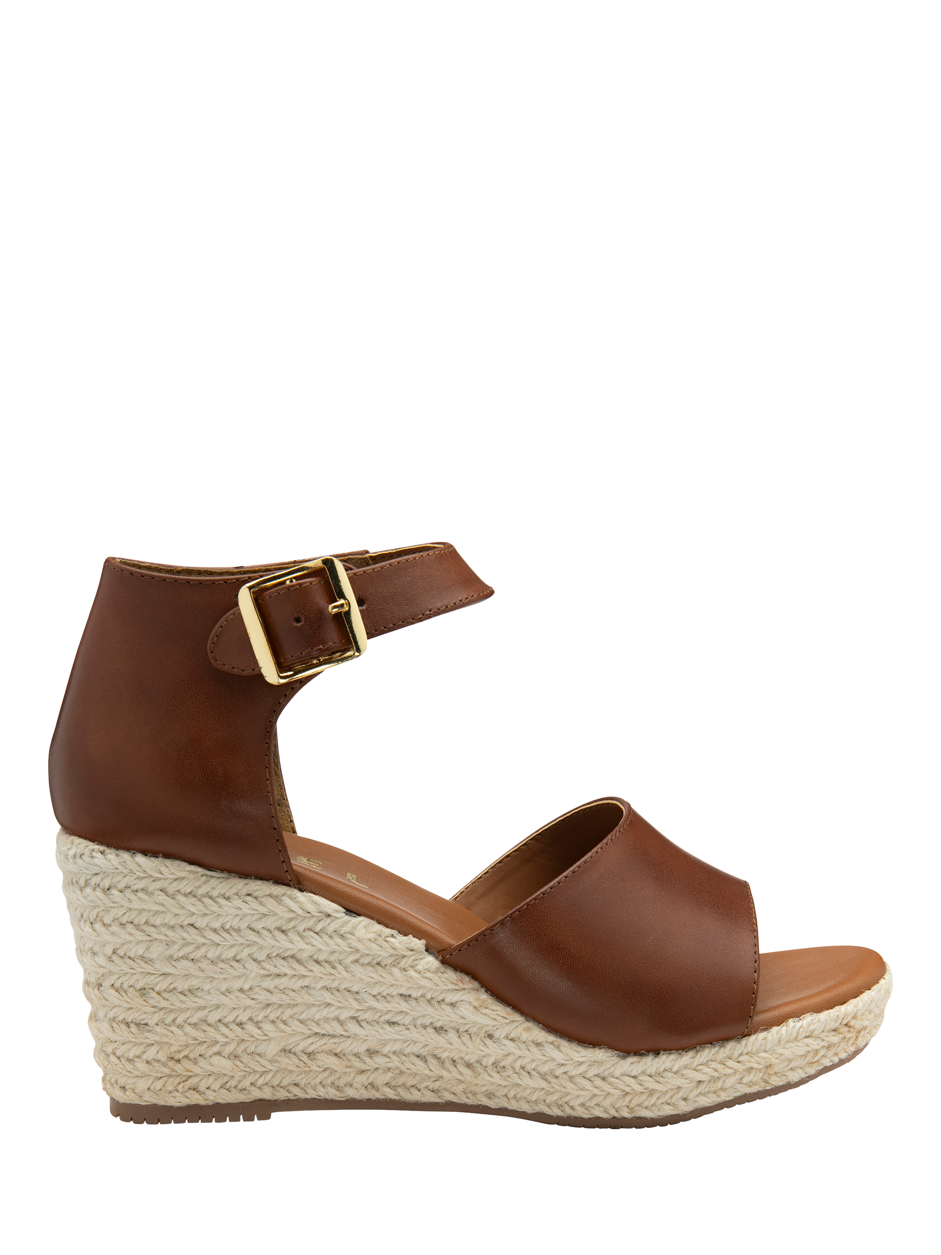Product image 1 of 4, which shows Ravel Belby Leather Wedge Heel Espadrille Sandals, Tan, 3