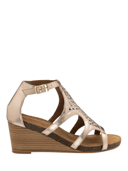 Ravel Childers Leather Wedge Heel Strappy Sandals, Gold