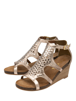Ravel Childers Leather Wedge Heel Strappy Sandals - view 2, Gold