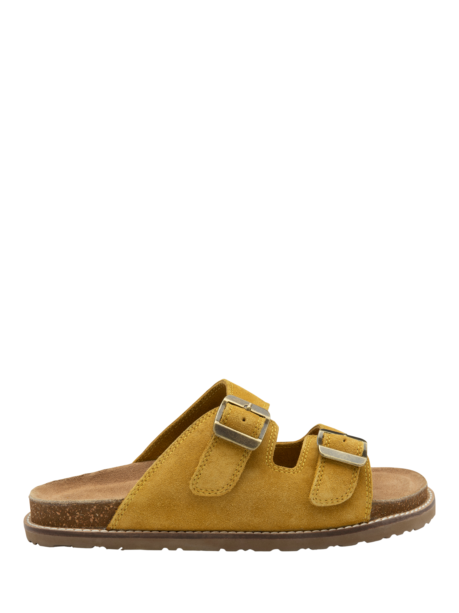Product image 1 of 4, which shows Ravel Carey Suede Double Strap Footbed Sandals, Yellow, 3