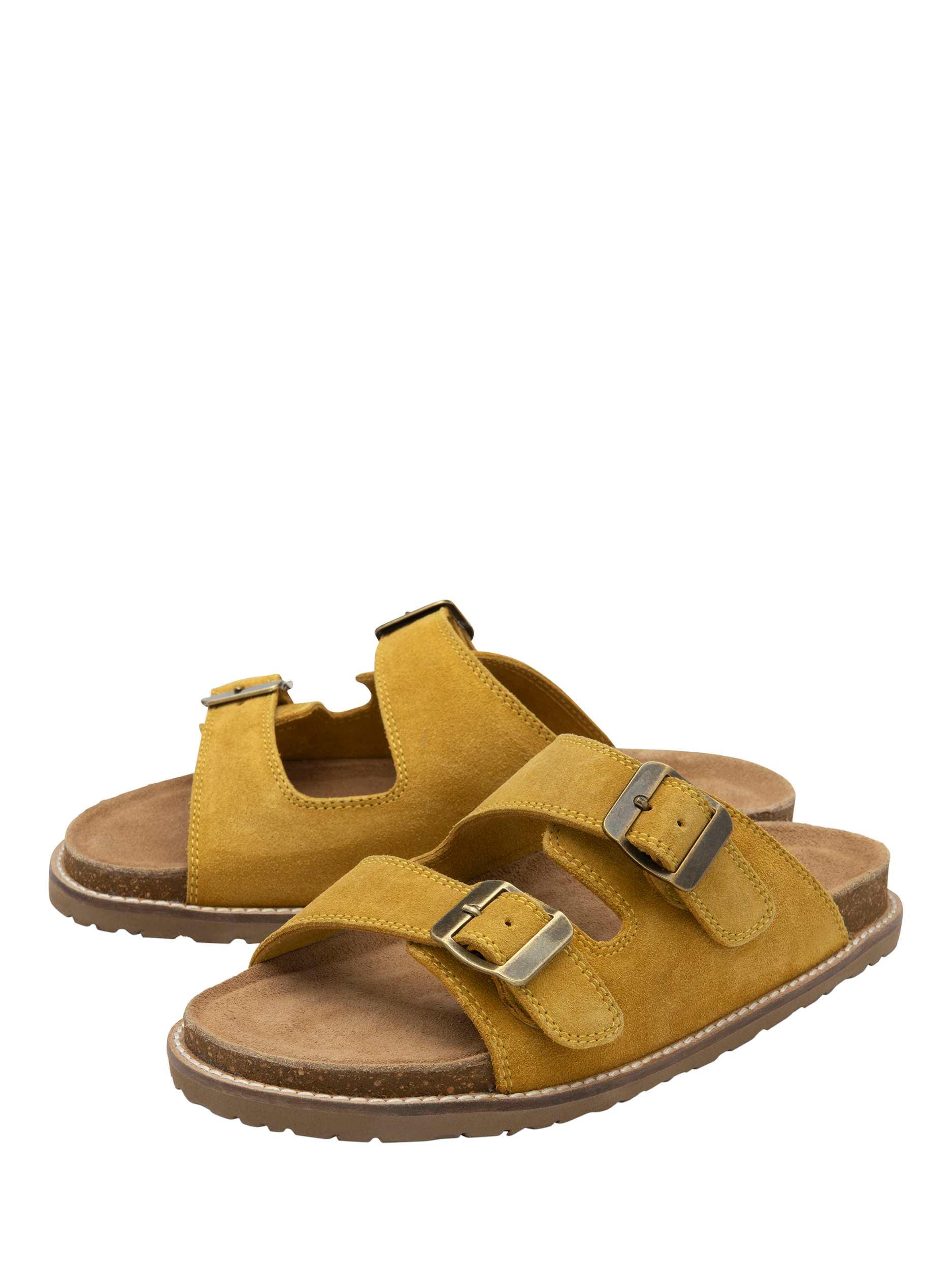 Product image 2 of 4, which shows Ravel Carey Suede Double Strap Footbed Sandals, Yellow, 3