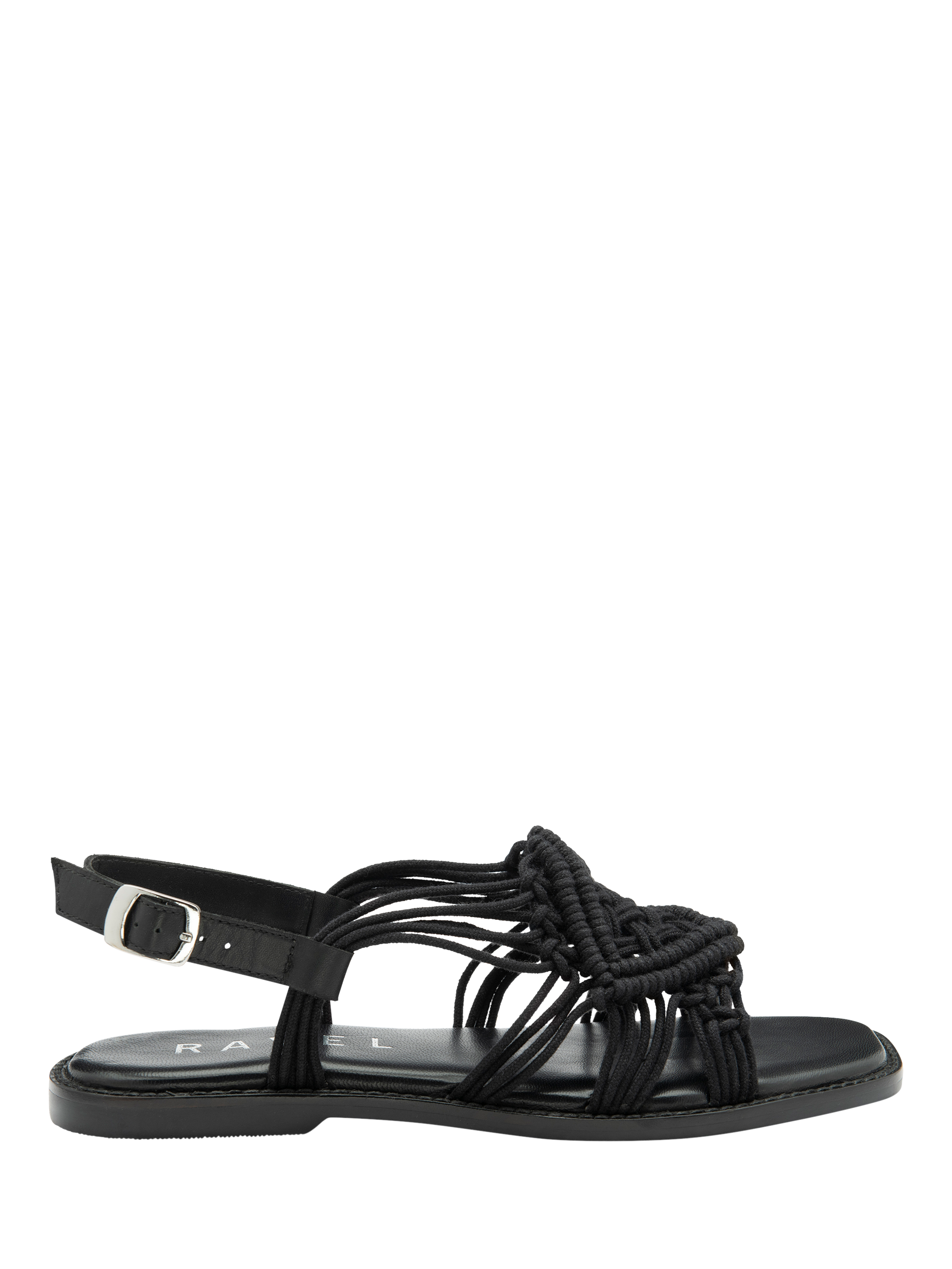 Product image 1 of 4, which shows Ravel Elrig Crochet Flat Slingback Sandals, Black, 3
