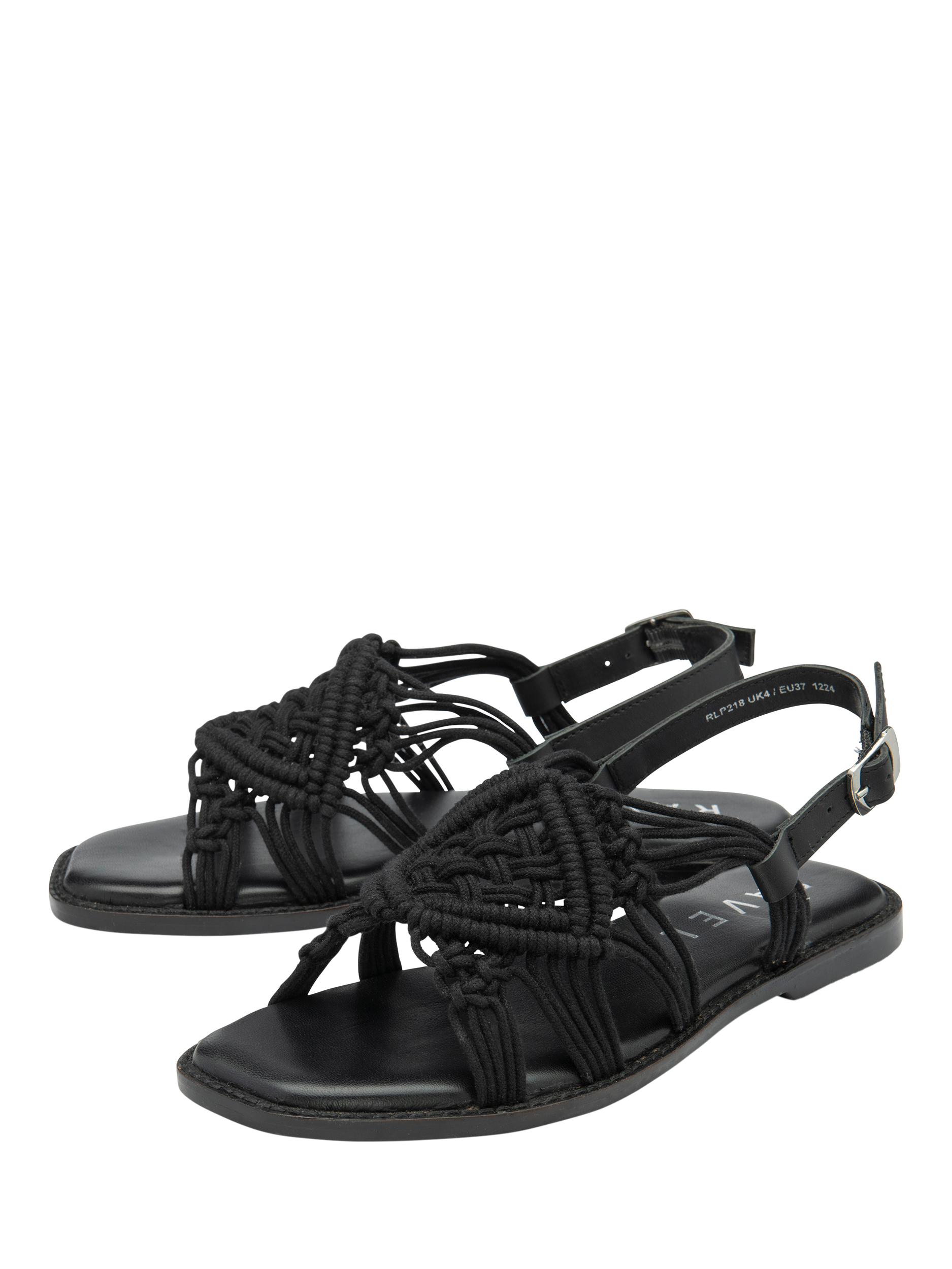 Product image 2 of 4, which shows Ravel Elrig Crochet Flat Slingback Sandals, Black, 3