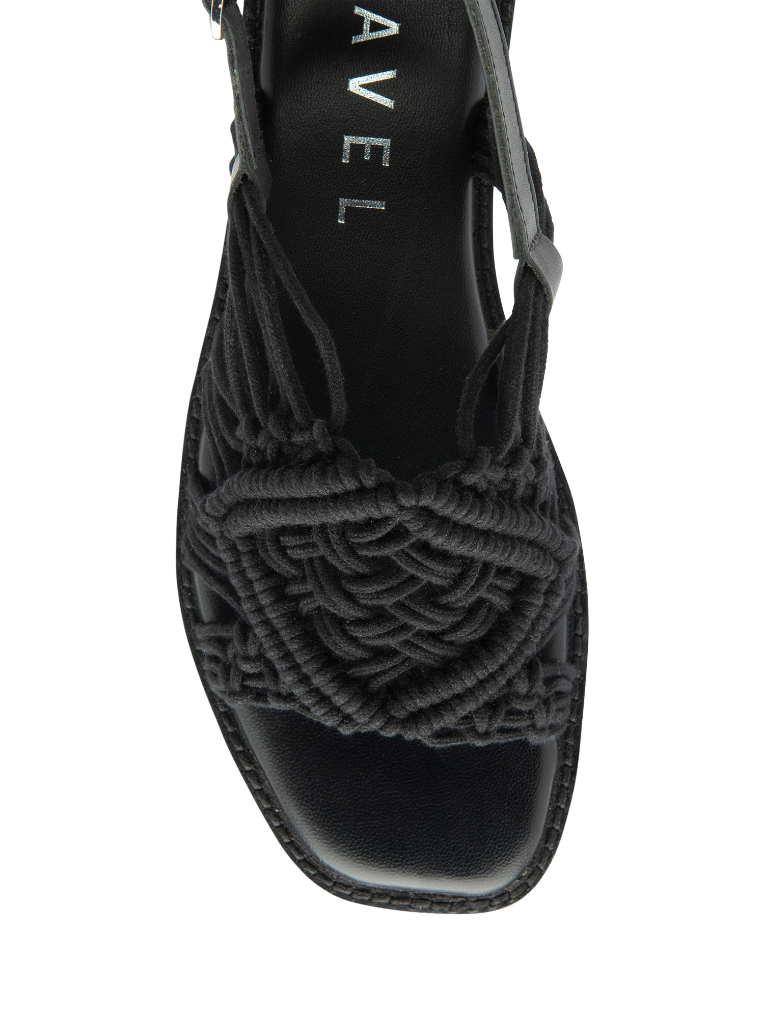 Product image 4 of 4, which shows Ravel Elrig Crochet Flat Slingback Sandals, Black, 3