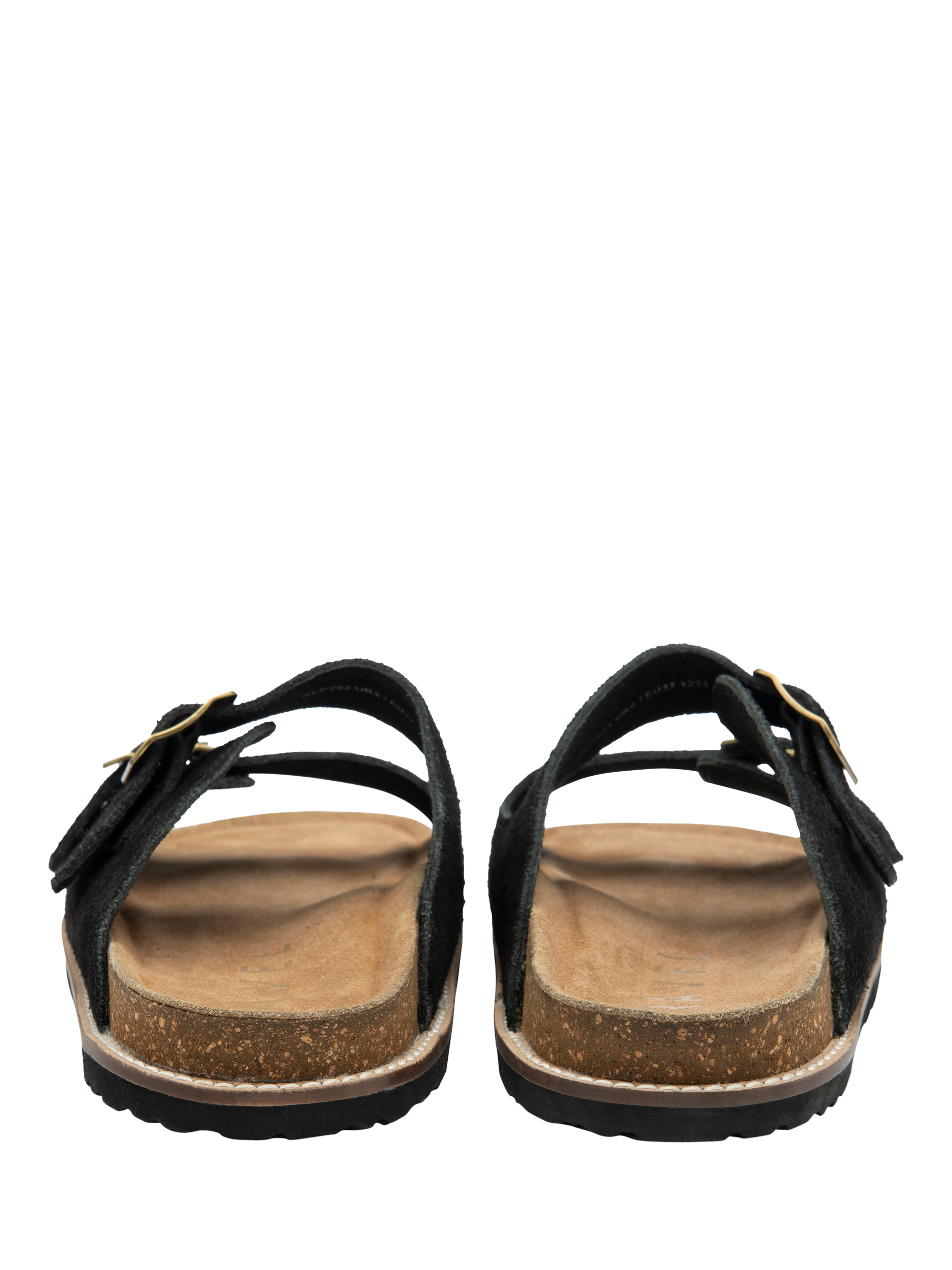 Product image 3 of 4, which shows Ravel Carey Suede Double Strap Footbed Sandals, Black, 3