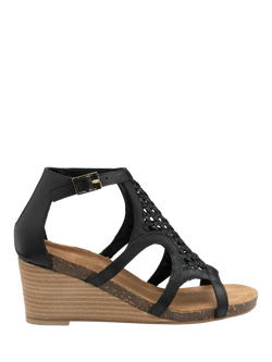 Ravel Childers Leather Wedge Heel Strappy Sandals, Black