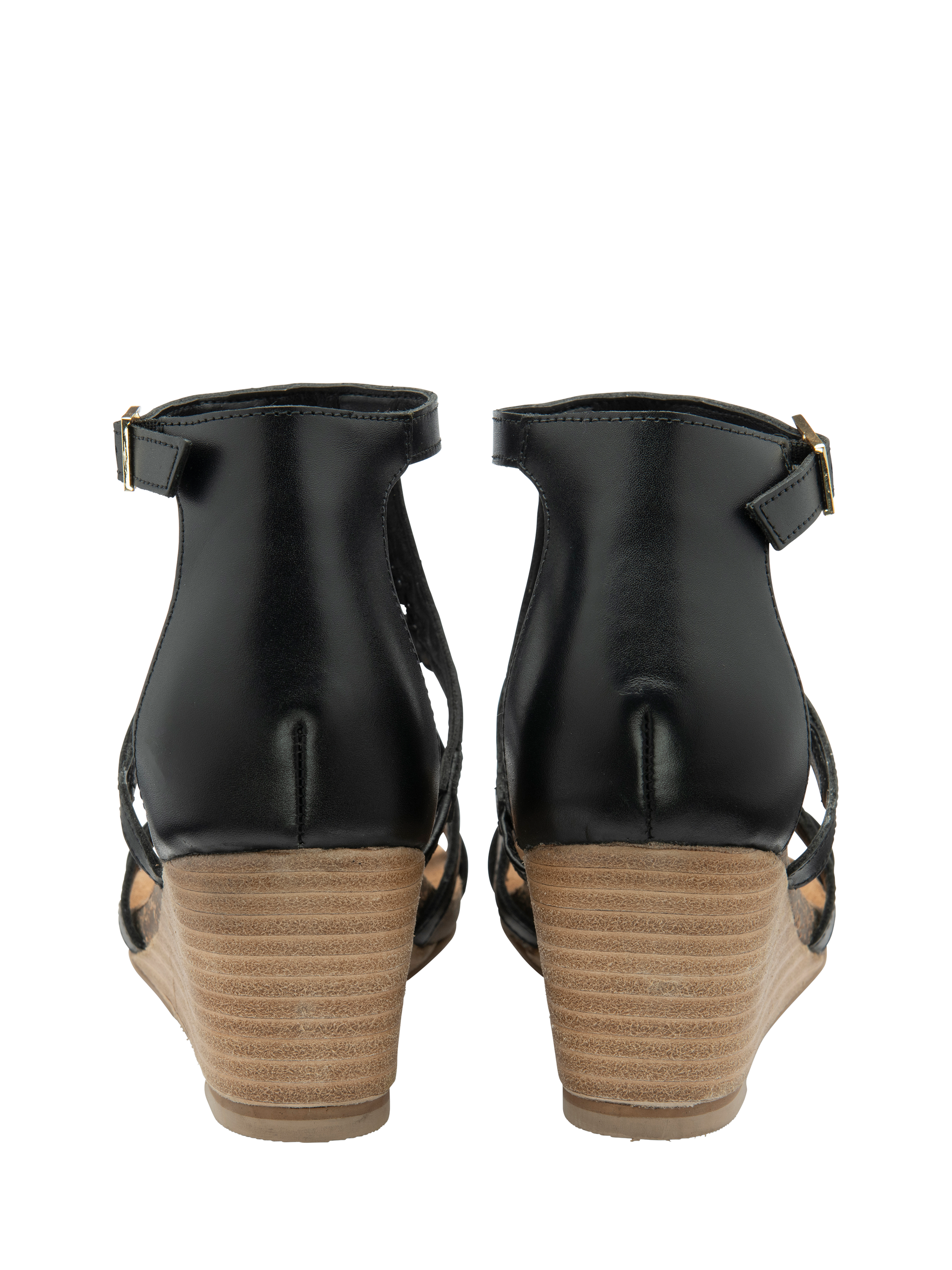 Product image 3 of 4, which shows Ravel Childers Leather Wedge Heel Strappy Sandals, Black, 3