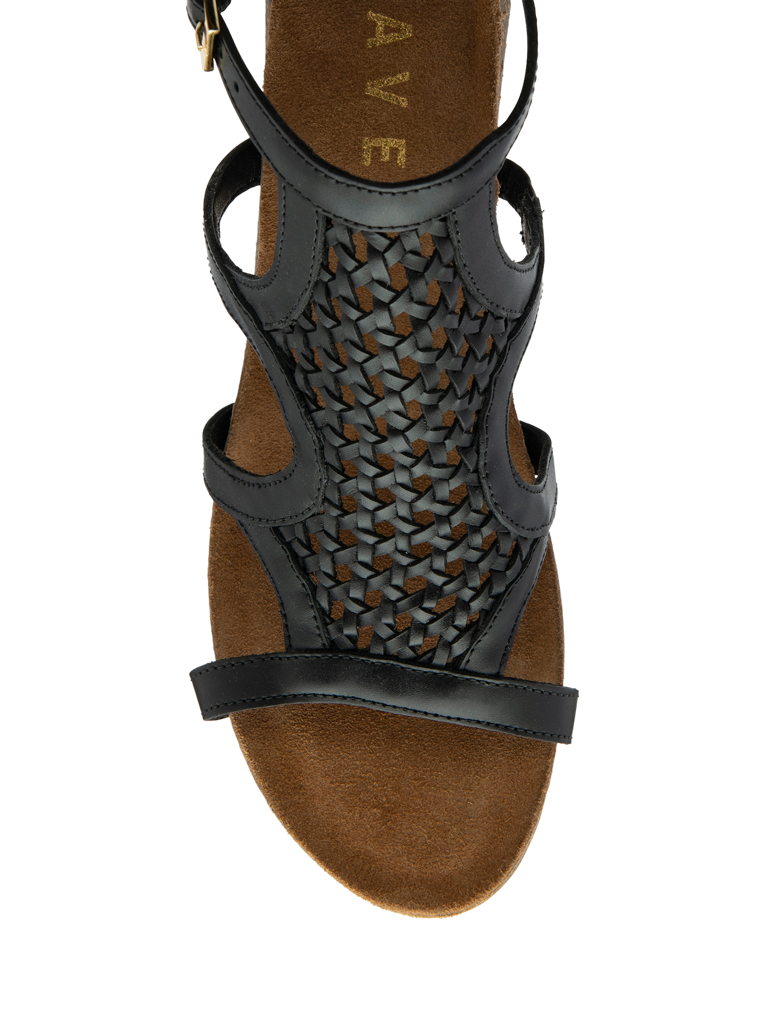 Product image 4 of 4, which shows Ravel Childers Leather Wedge Heel Strappy Sandals, Black, 3