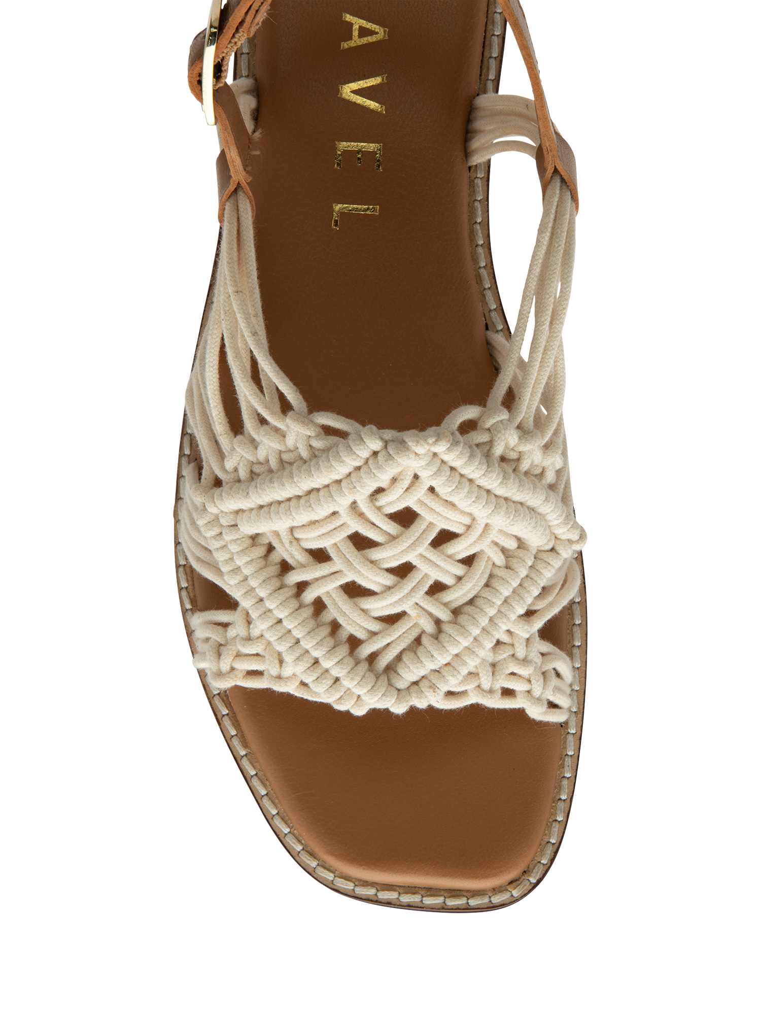 Product image 4 of 4, which shows Ravel Elrig Crochet Flat Slingback Sandals, Cream, 5