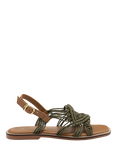 Ravel Elrig Crochet Flat Slingback Sandals, Olive