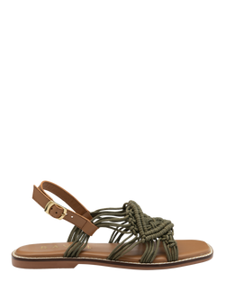 Ravel Elrig Crochet Flat Slingback Sandals, Olive