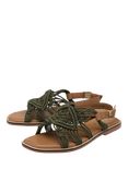 Ravel Elrig Crochet Flat Slingback Sandals, Olive