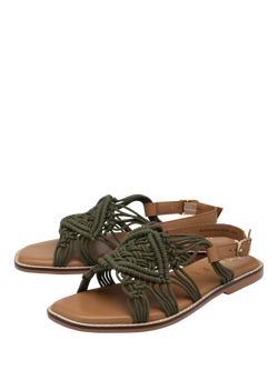 Ravel Elrig Crochet Flat Slingback Sandals - view 2, Olive