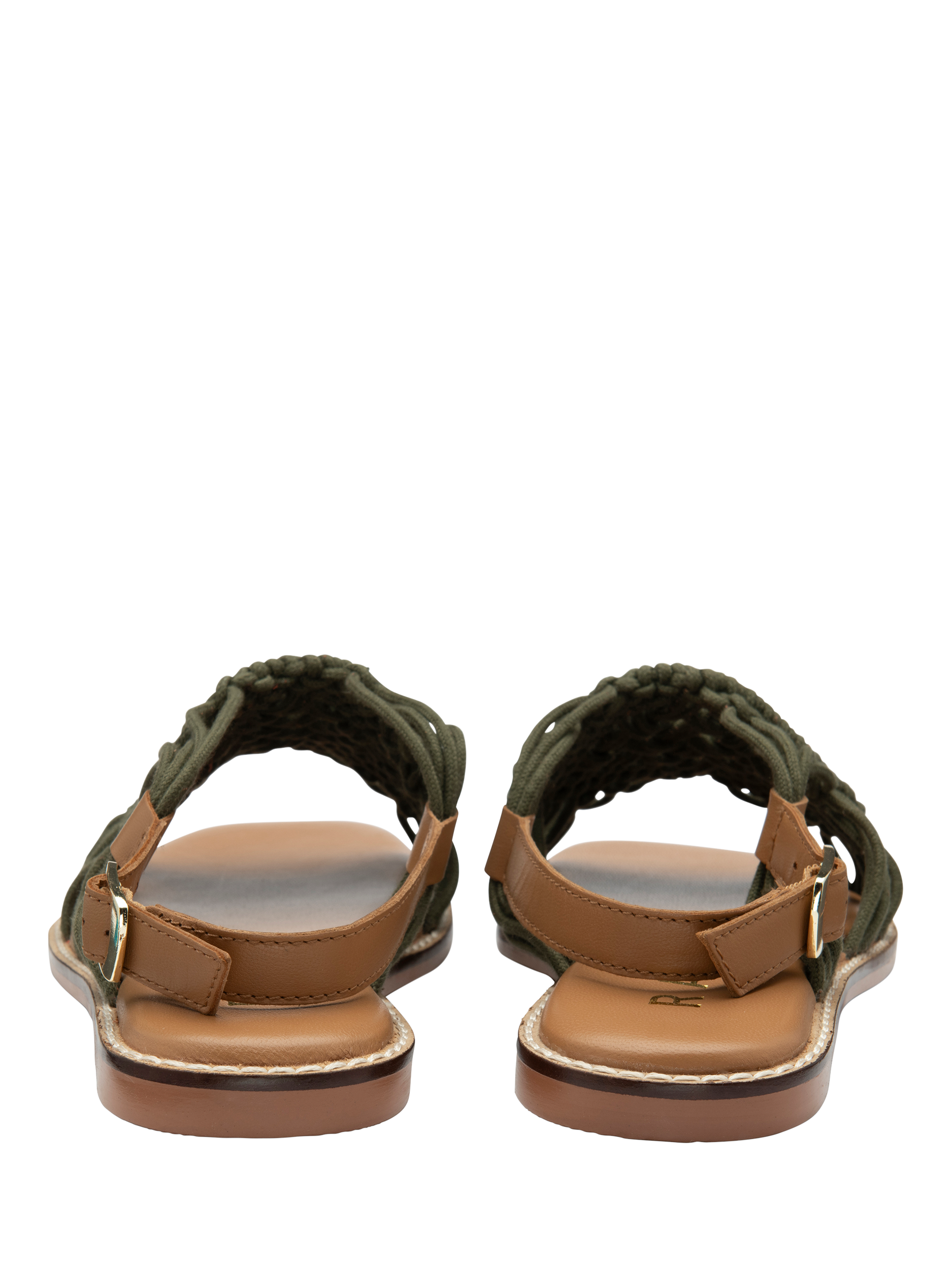 Product image 3 of 4, which shows Ravel Elrig Crochet Flat Slingback Sandals, Olive, 3