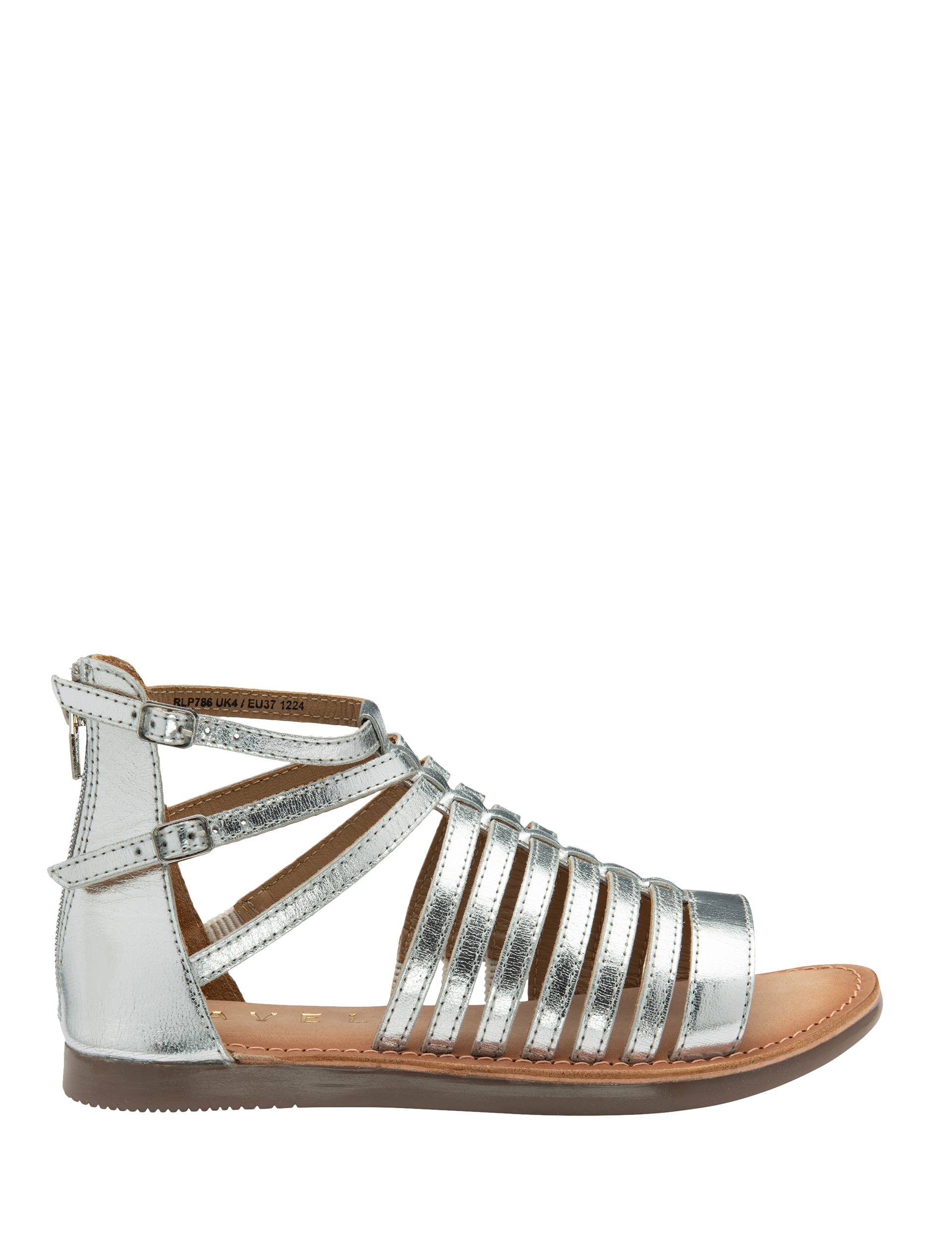 Product image 1 of 4, which shows Ravel Etton Leather Gladiator Sandals, Silver, 3