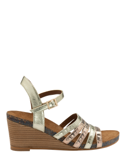 Ravel Findon Leather Wedge Heeled Sandals, Gold