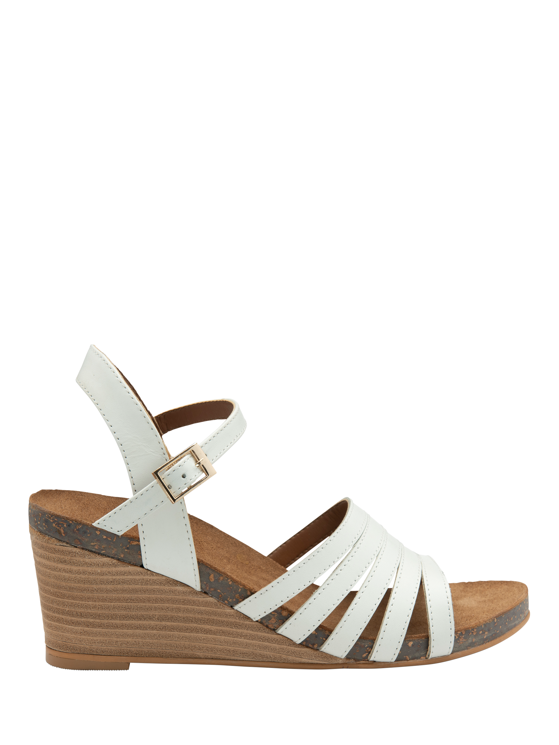 Product image 1 of 4, which shows Ravel Findon Leather Wedge Heeled Sandals, White, 3