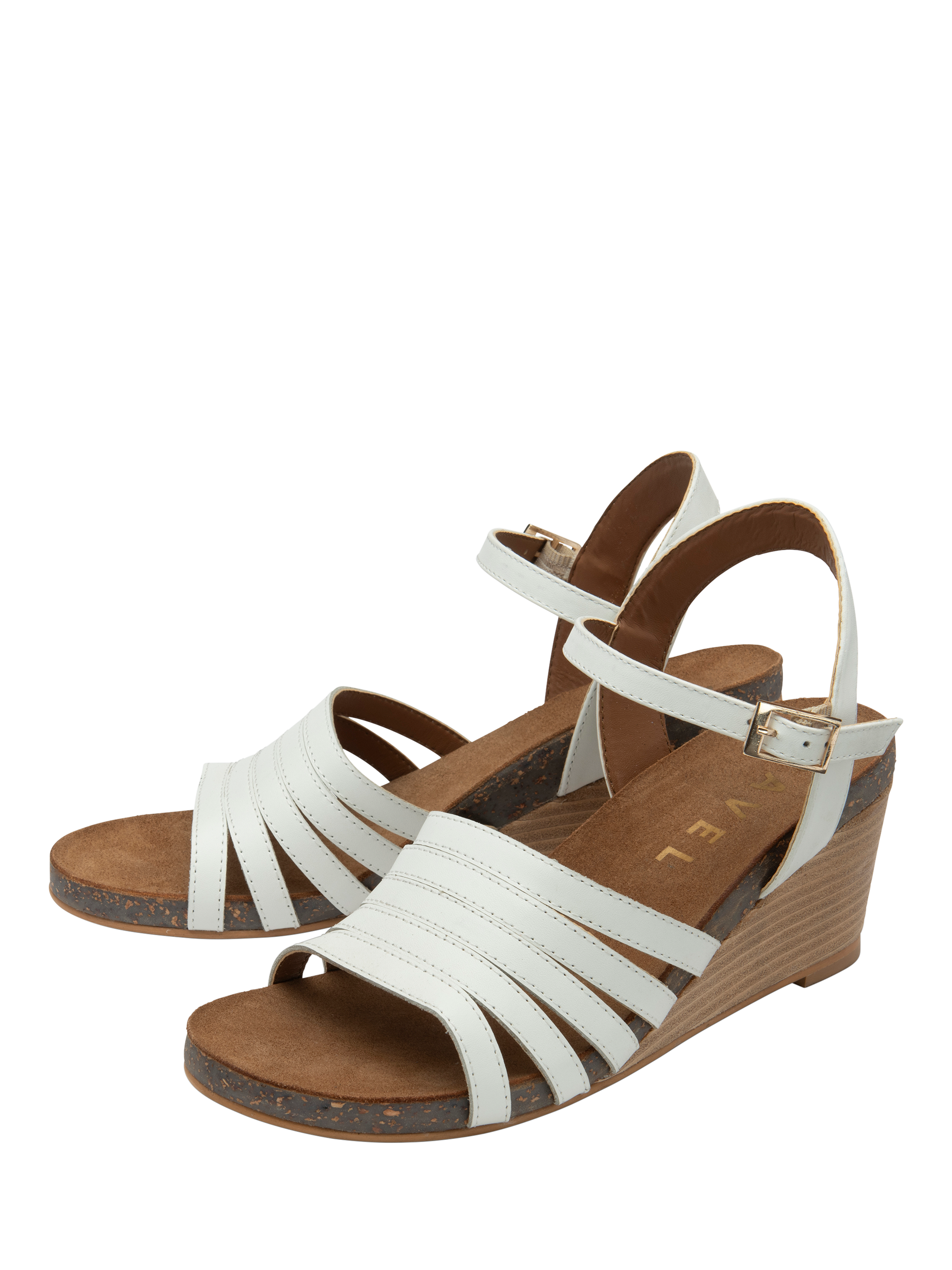 Product image 2 of 4, which shows Ravel Findon Leather Wedge Heeled Sandals, White, 3