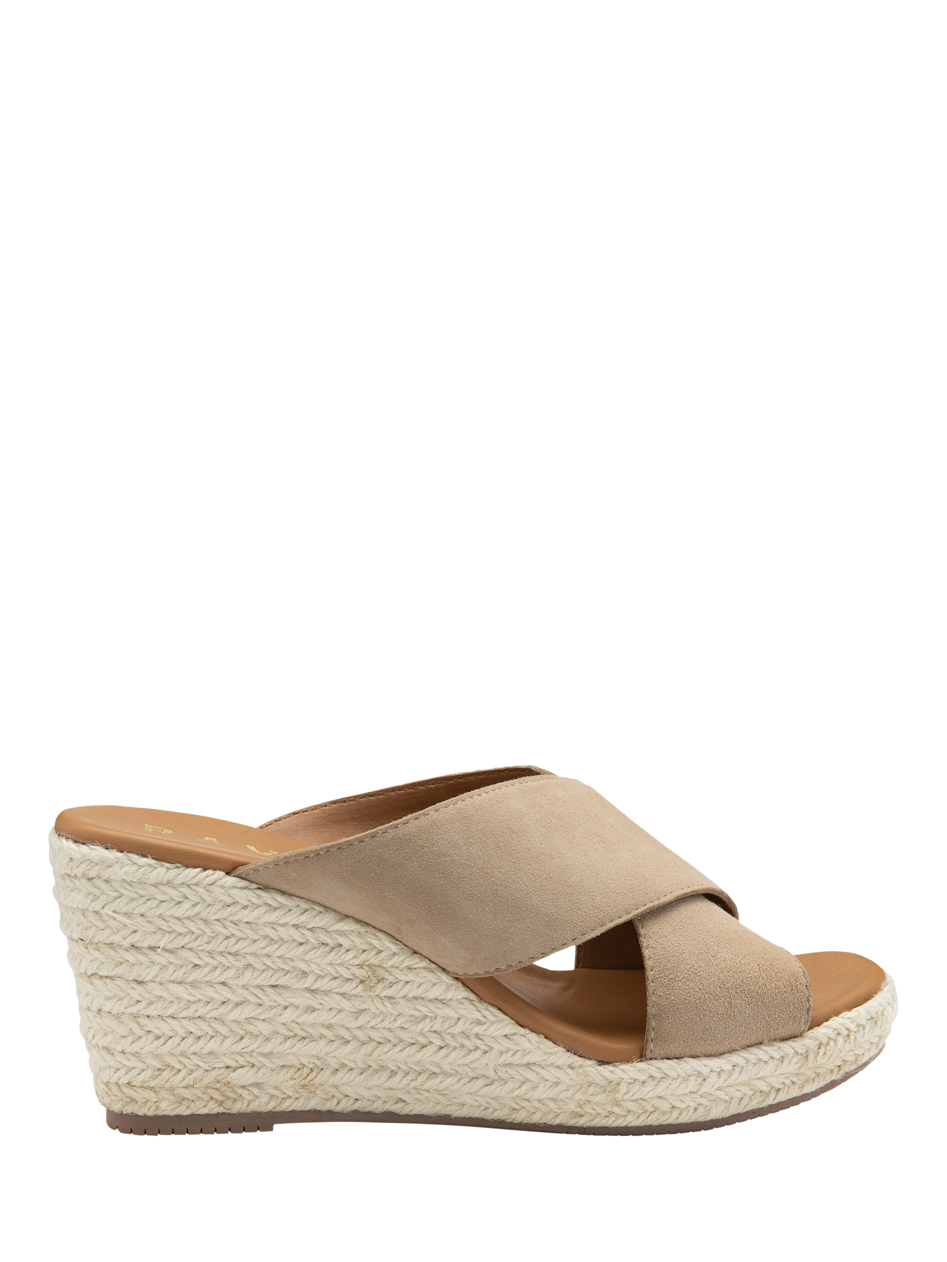 Product image 1 of 4, which shows Ravel Morley Suede Wedge Heeled Mule Sandals, Sand, 3