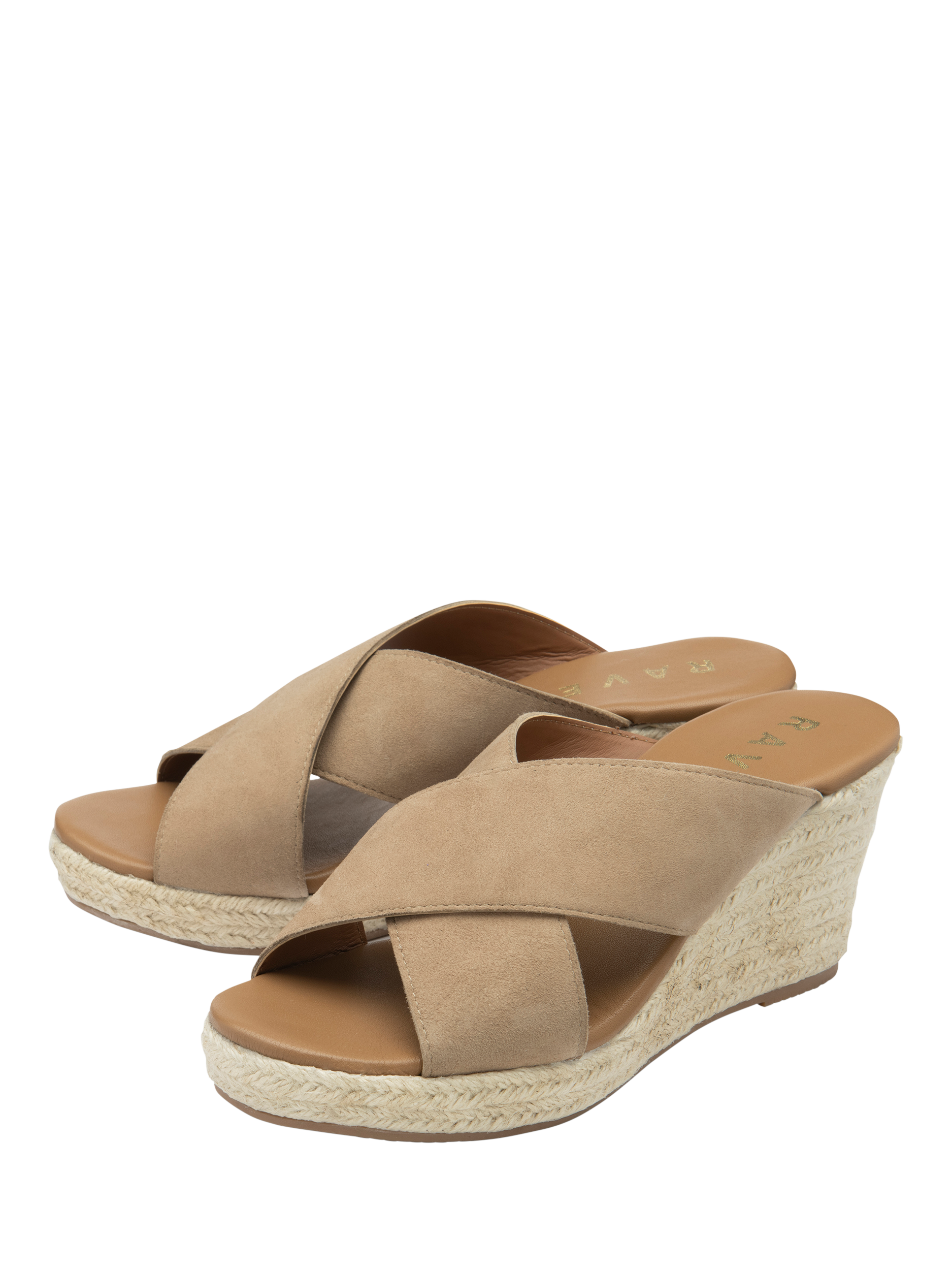 Product image 2 of 4, which shows Ravel Morley Suede Wedge Heeled Mule Sandals, Sand, 3