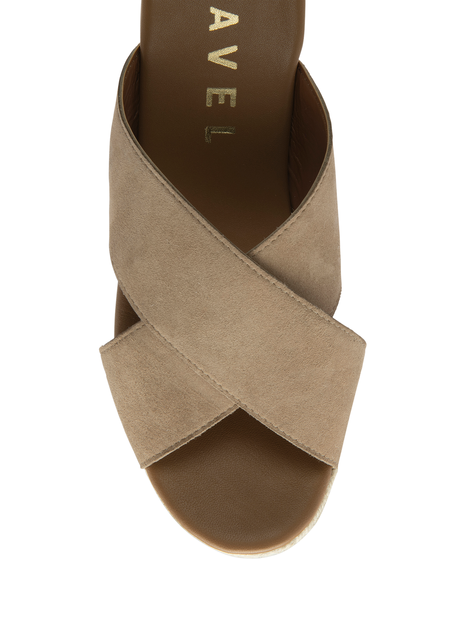 Product image 4 of 4, which shows Ravel Morley Suede Wedge Heeled Mule Sandals, Sand, 3