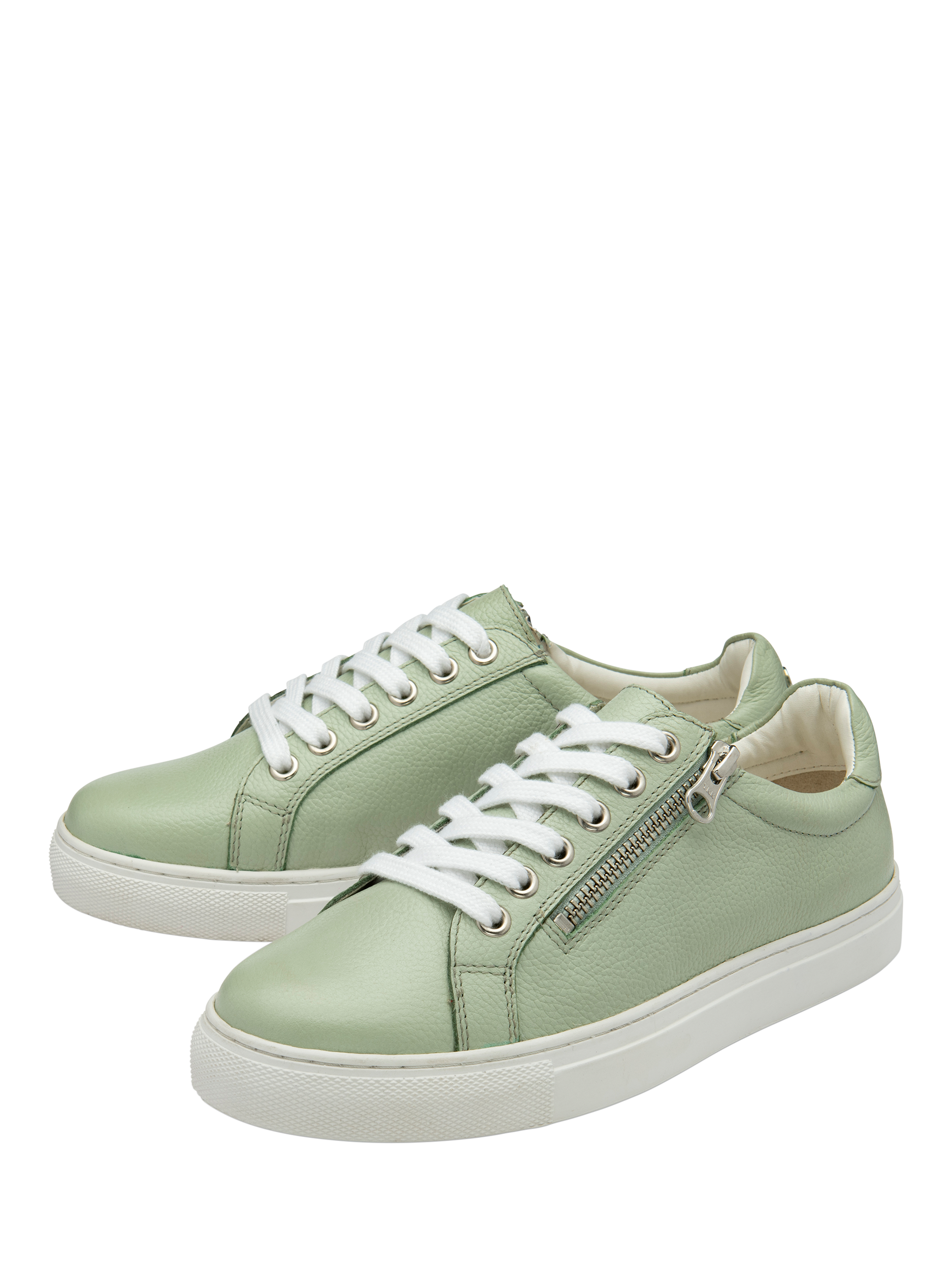 Product image 2 of 4, which shows Ravel Dinley Leather Lace Up Trainers, Green, 3