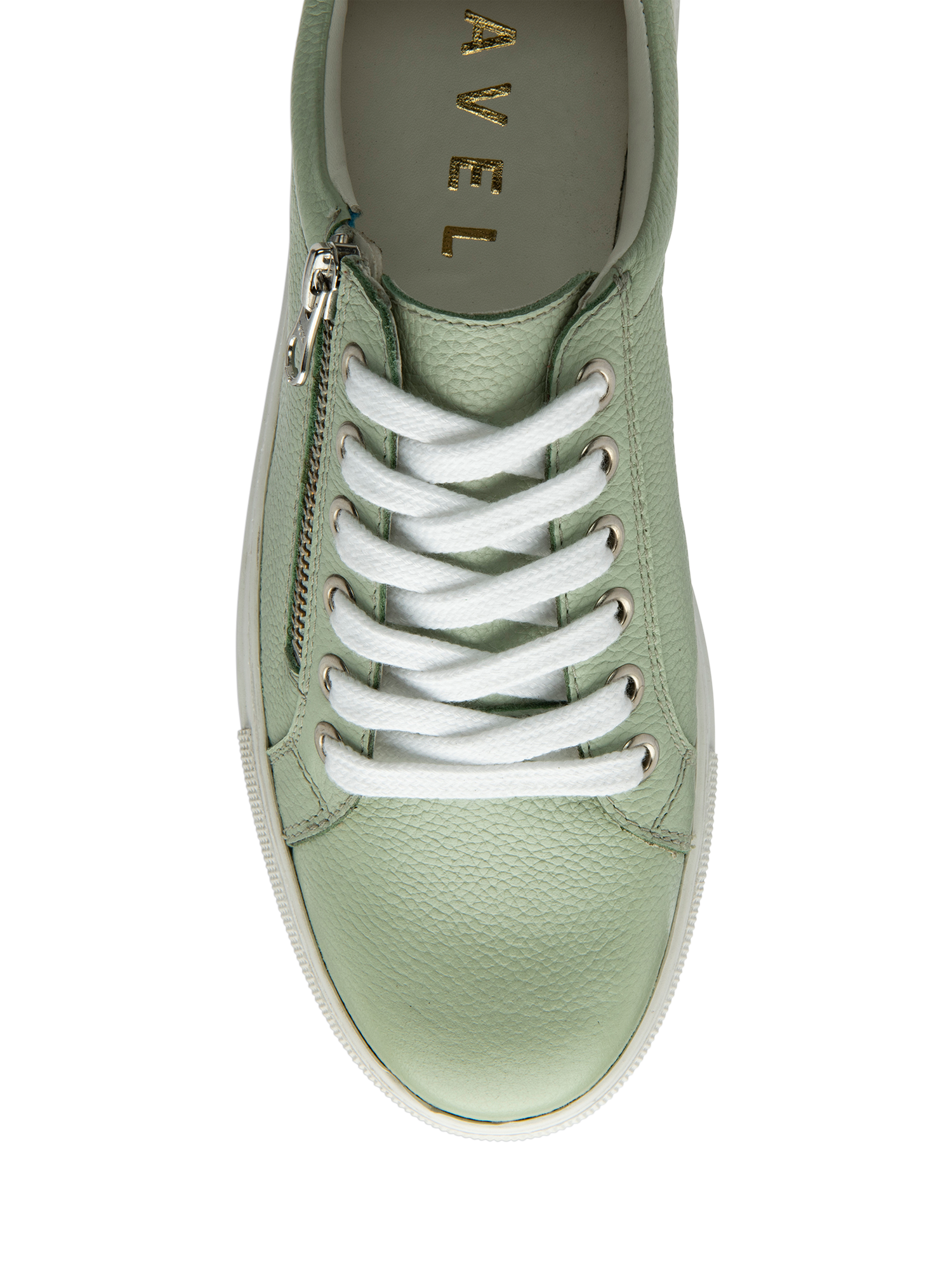 Product image 4 of 4, which shows Ravel Dinley Leather Lace Up Trainers, Green, 3