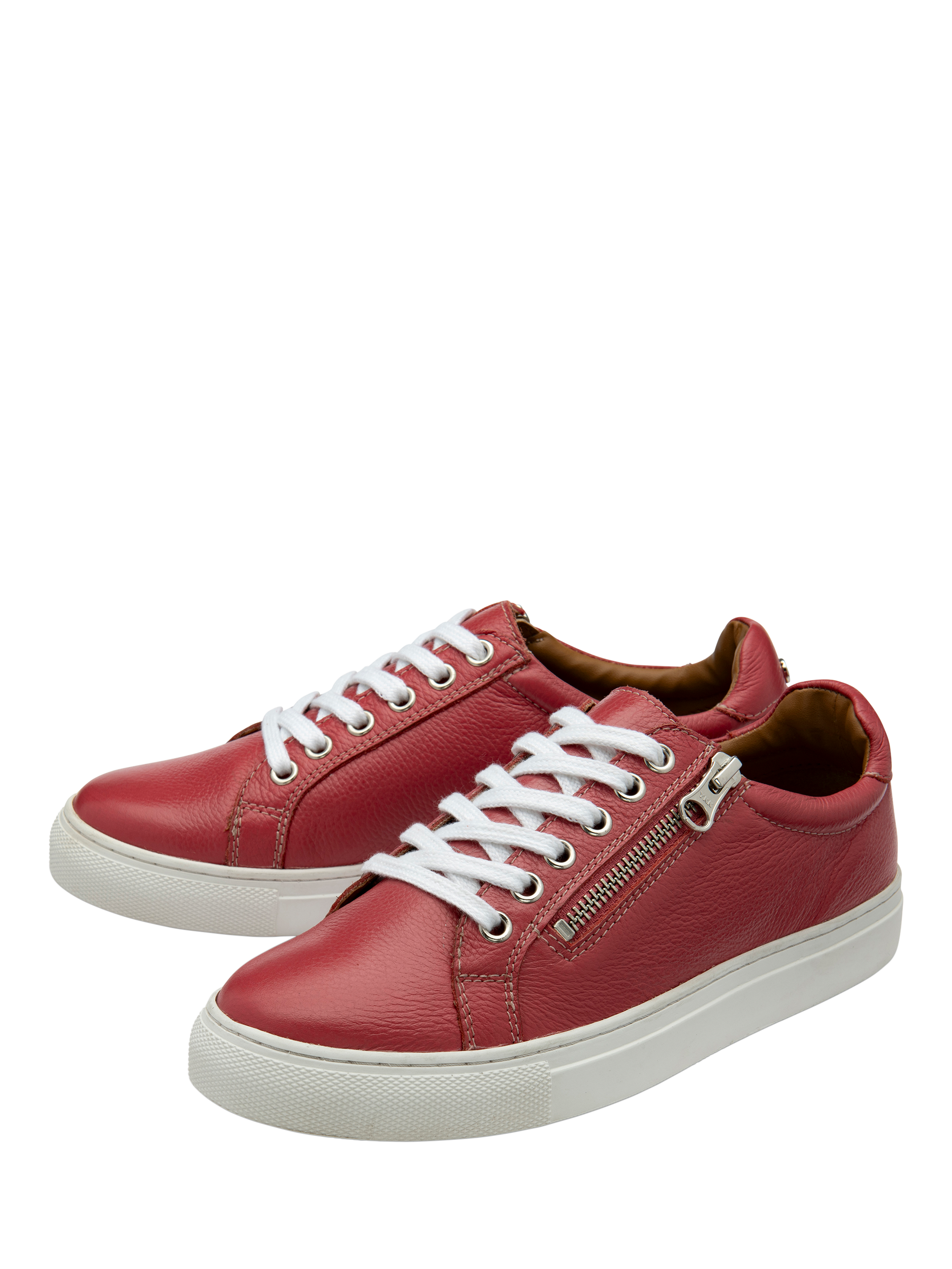 Product image 2 of 4, which shows Ravel Dinley Leather Lace Up Trainers, Raspberry, 3