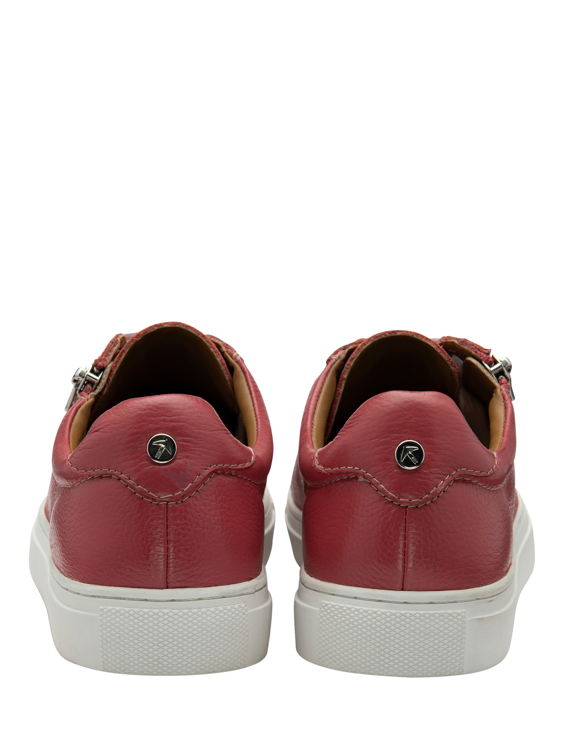 Product image 3 of 4, which shows Ravel Dinley Leather Lace Up Trainers, Raspberry, 3