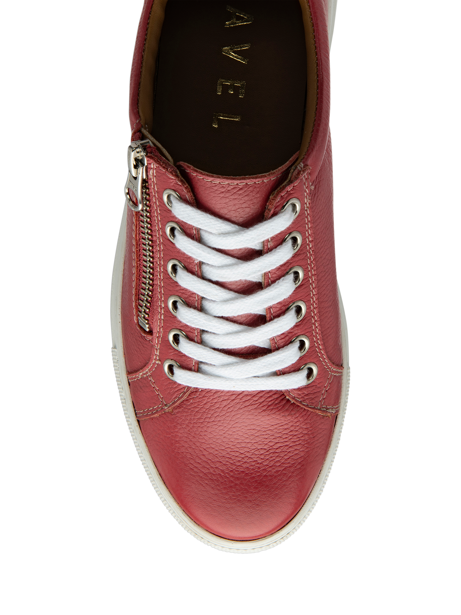 Product image 4 of 4, which shows Ravel Dinley Leather Lace Up Trainers, Raspberry, 3