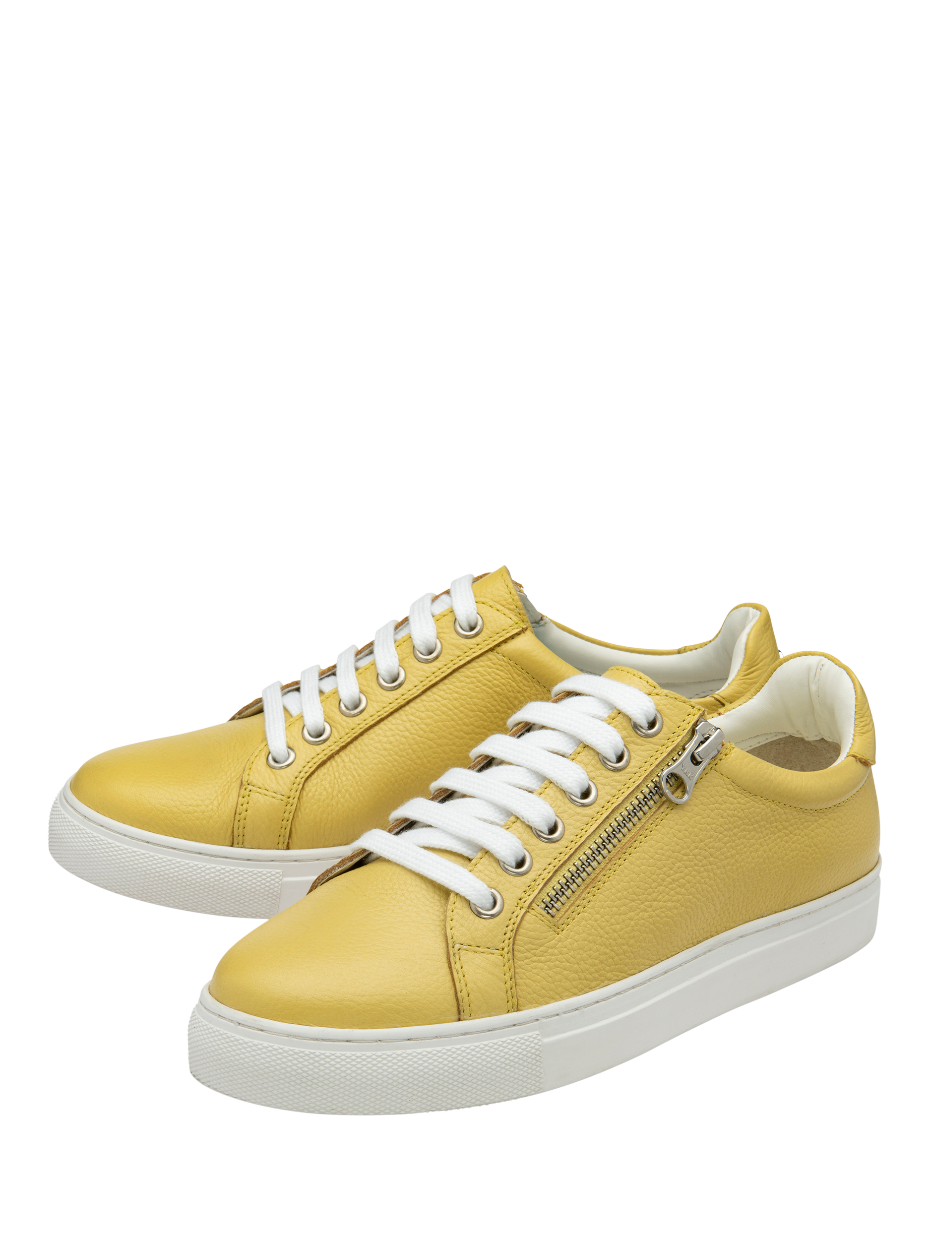 Product image 2 of 4, which shows Ravel Dinley Leather Lace Up Trainers, Yellow, 3