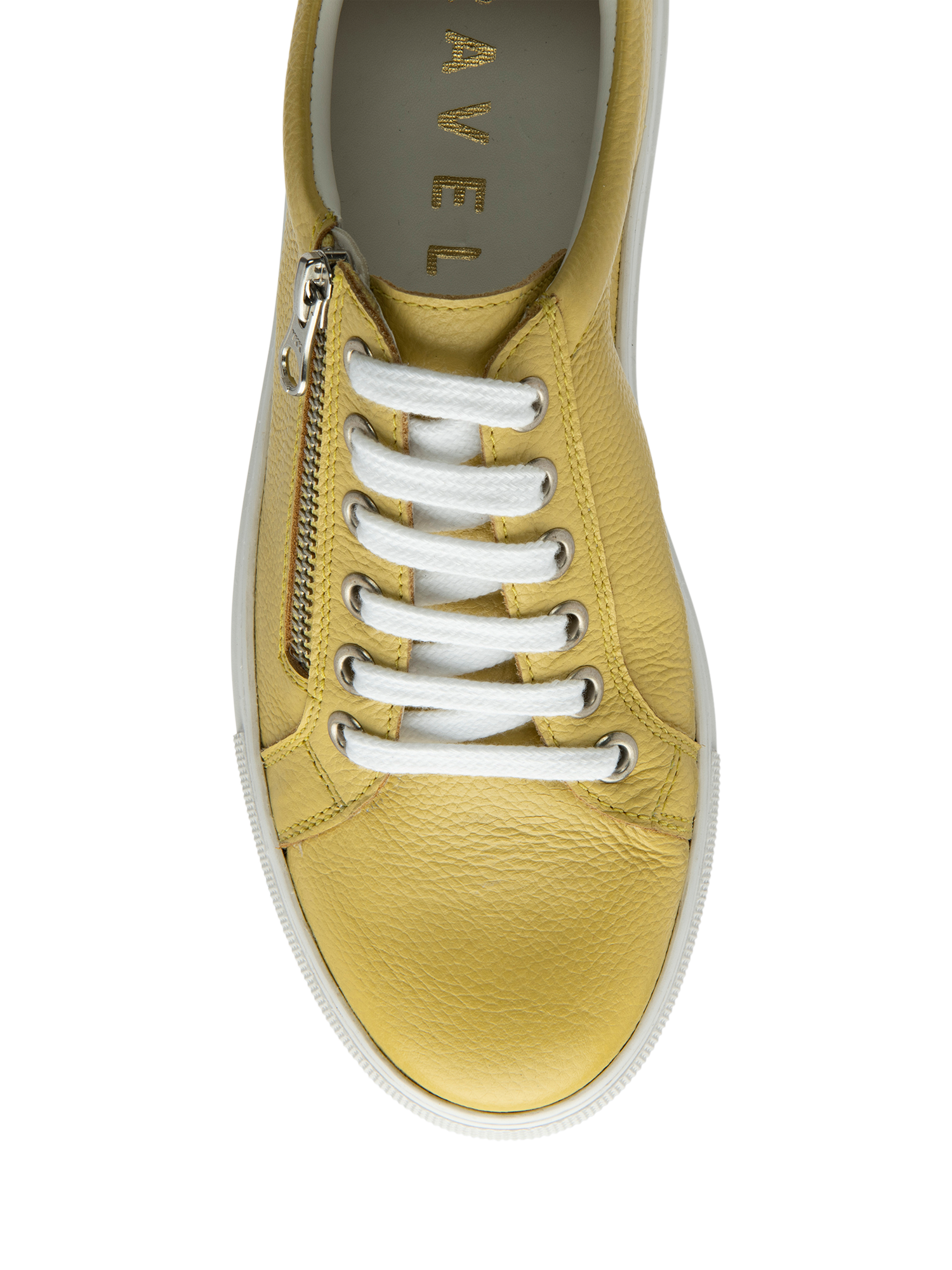 Product image 4 of 4, which shows Ravel Dinley Leather Lace Up Trainers, Yellow, 3