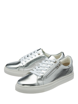 Ravel Gage Leather Zip Detail Trainers - view 2, Silver