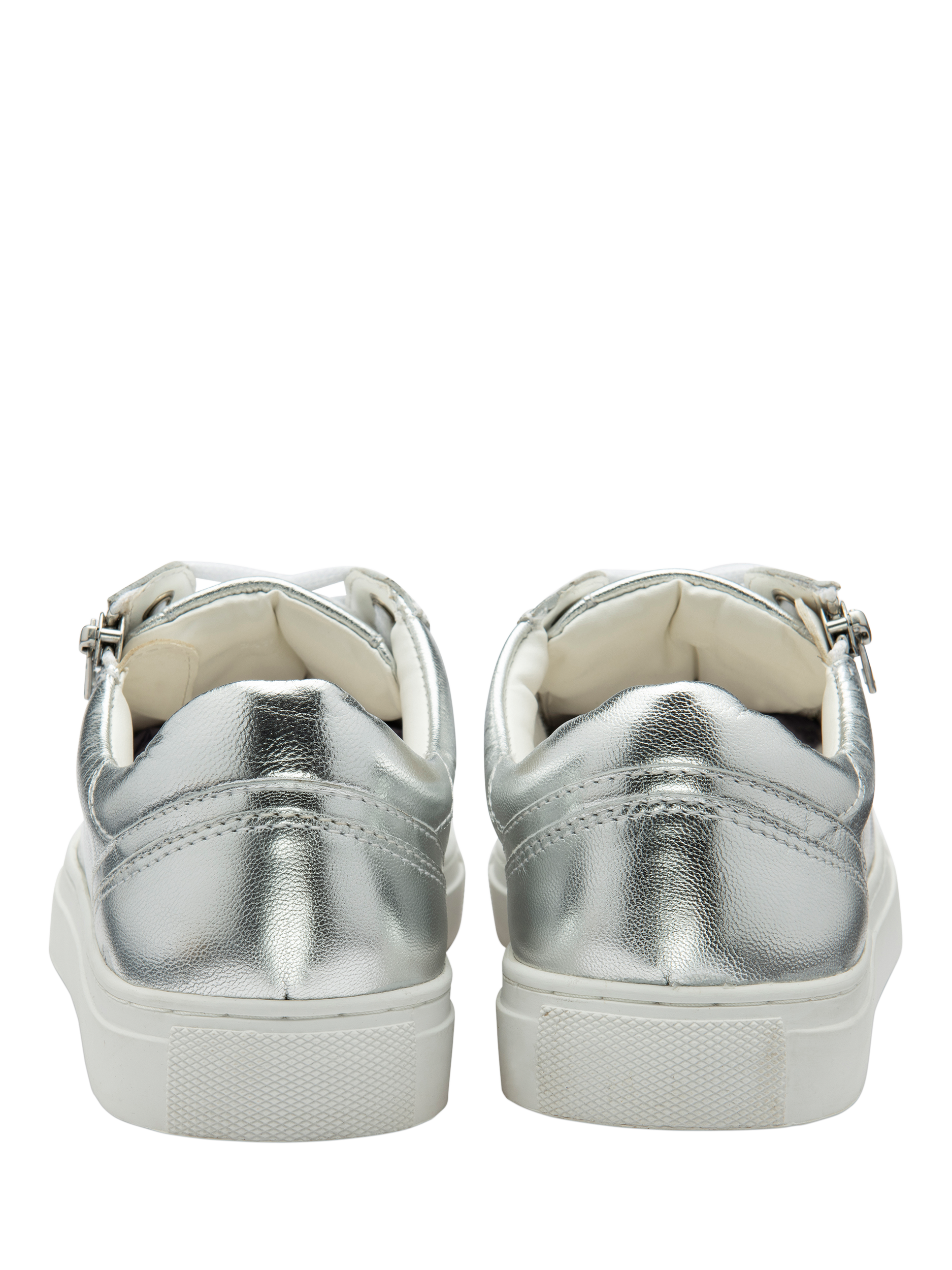 Product image 3 of 4, which shows Ravel Gage Leather Zip Detail Trainers, Silver, 3