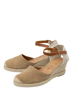 Ravel Rhea Suede Wedge Heeled Espadrilles, Mushroom - view 2, Mushroom