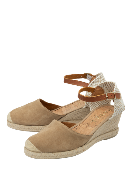 Ravel Rhea Suede Wedge Heeled Espadrilles, Mushroom - view 2, Mushroom
