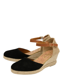 Ravel Vista Leather Wedge Heeled Espadrilles - view 2, Black