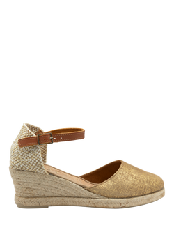 Ravel Vista Leather Wedge Heeled Espadrilles, Gold