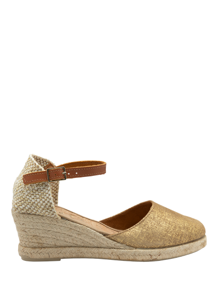 Ravel Vista Leather Wedge Heeled Espadrilles, Gold