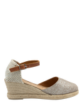 Ravel Vista Leather Wedge Heeled Espadrilles, Silver