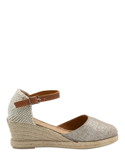 Ravel Vista Leather Wedge Heeled Espadrilles, Silver