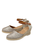 Ravel Vista Leather Wedge Heeled Espadrilles, Silver