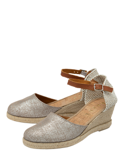 Ravel Vista Leather Wedge Heeled Espadrilles - view 2, Silver