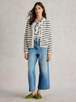 White Stuff Belle Stripe Cardigan, Cream/Blue, Cream/Blue