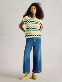 White Stuff Calypso Wave Knit Top, White/Multi, White/Multi