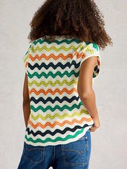 White Stuff Calypso Wave Knit Top, White/Multi - view 2, White/Multi