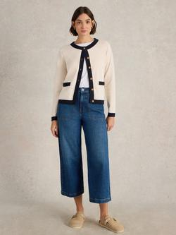 White Stuff Charlotte Contrast Pure Organic Cotton Cardigan, Natural/Multi