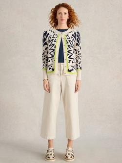 White Stuff Lulu Floral Organic Cotton Cardigan, Ivory/Multi, Ivory/Multi