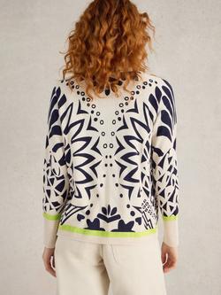 White Stuff Lulu Floral Organic Cotton Cardigan, Ivory/Multi - view 2, Ivory/Multi
